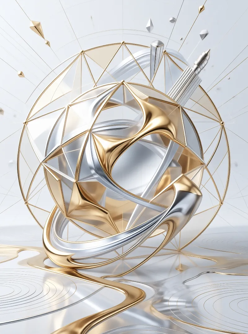 Abstract Gold and Silver Sculpture