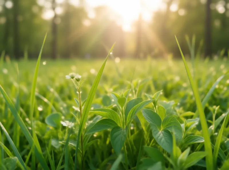 Sunlit Morning Meadow Grass