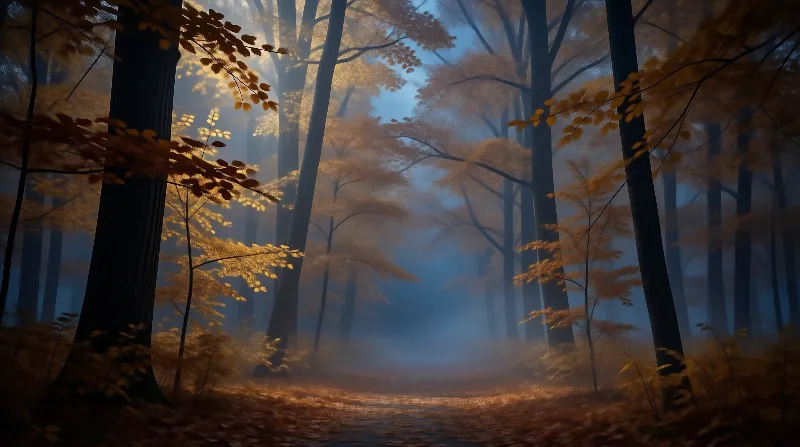 Misty Autumn Forest Path