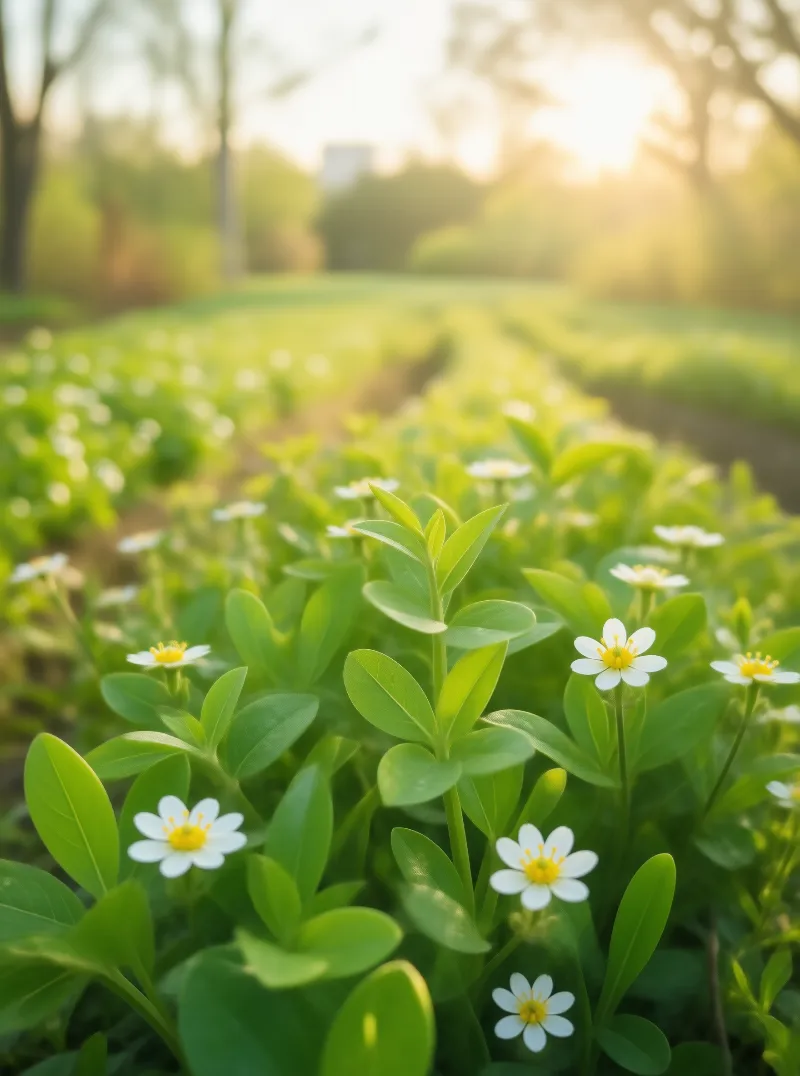 White Daisies in Morning Garden