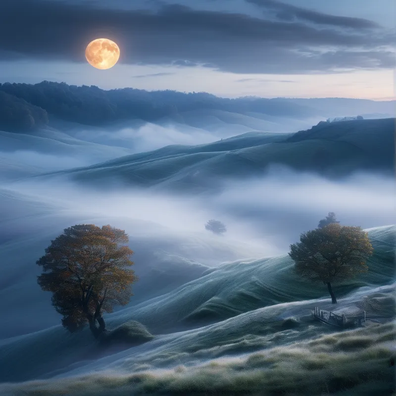 Moonlit Misty Hills