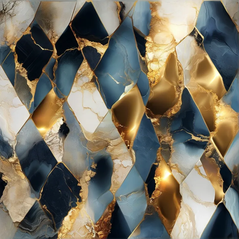 Geometric Blue and Gold Art