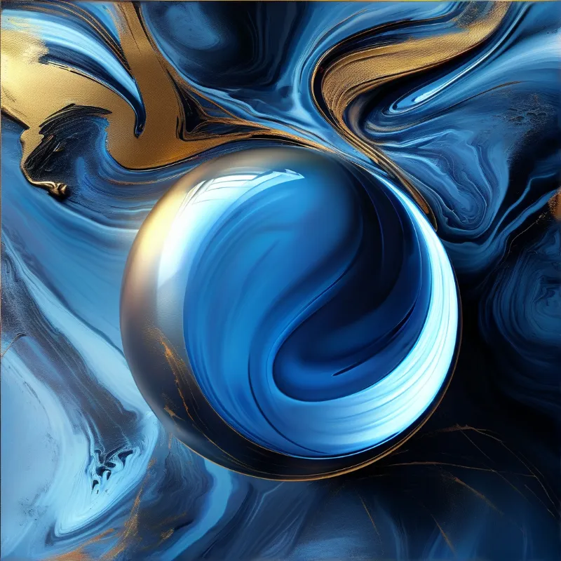 Abstract Blue Fluid Sphere