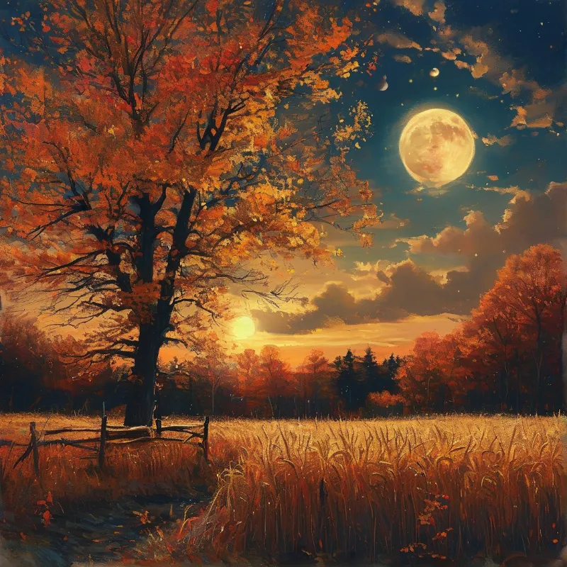 Autumn Landscape with Moon