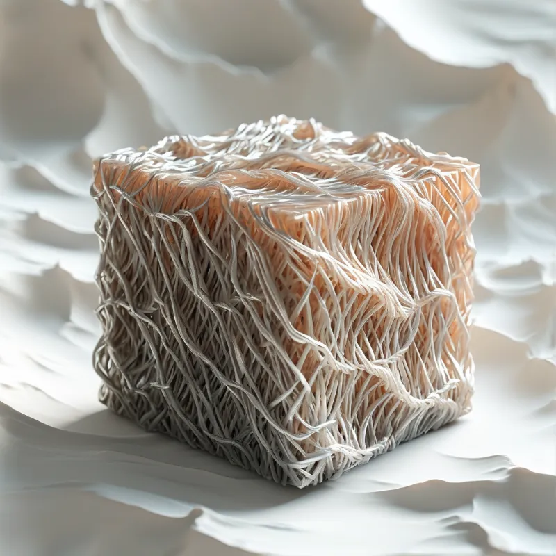 Cube of White Tangled Threads