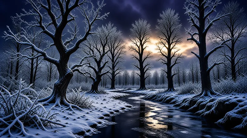Winter River at Twilight