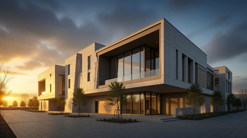 Modern Architecture at Sunset