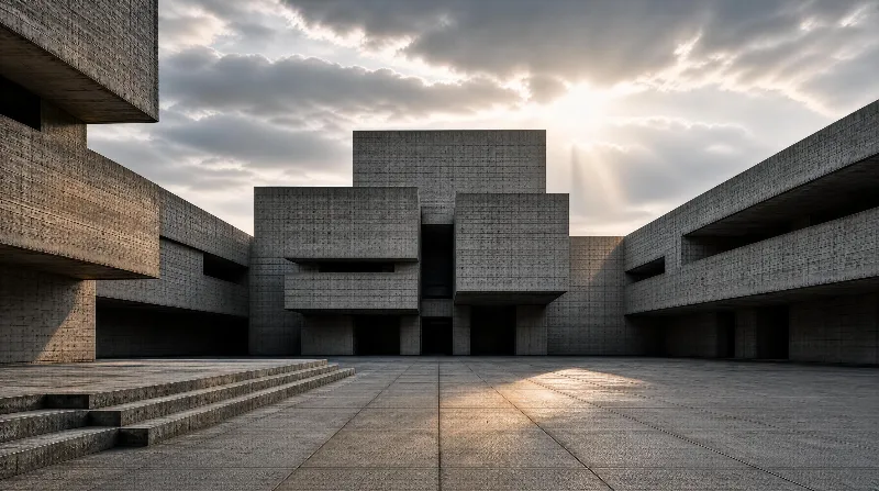 Brutalist Concrete Courtyard