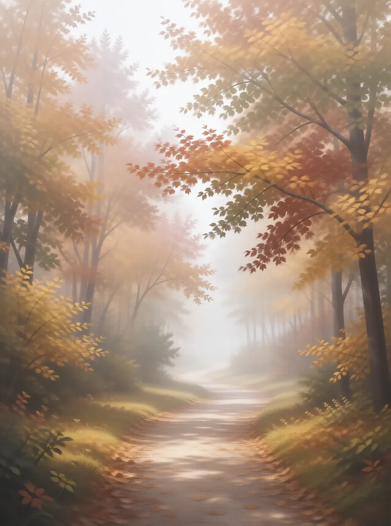 Misty Autumn Forest Path