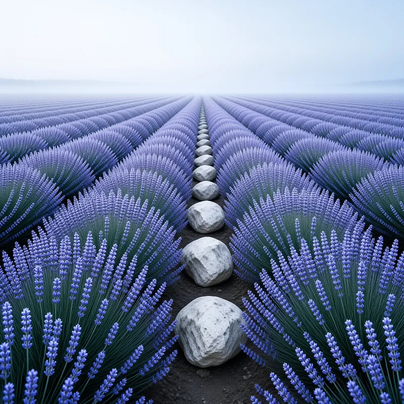 Lavender Field Stone Path