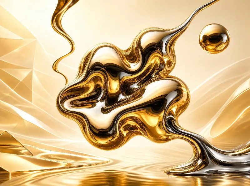Golden Liquid Abstract Art