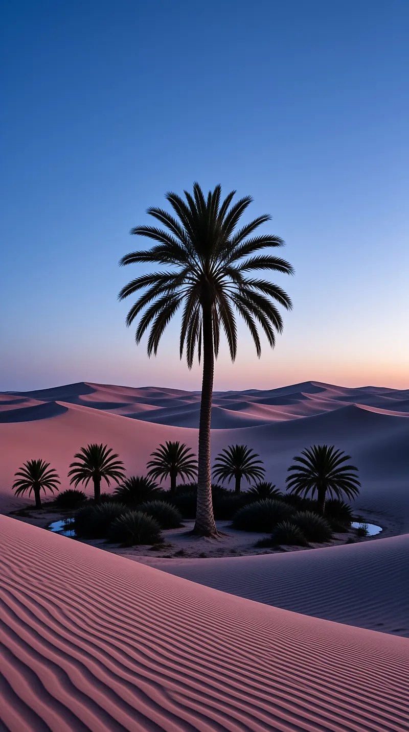 Desert Oasis at Sunset