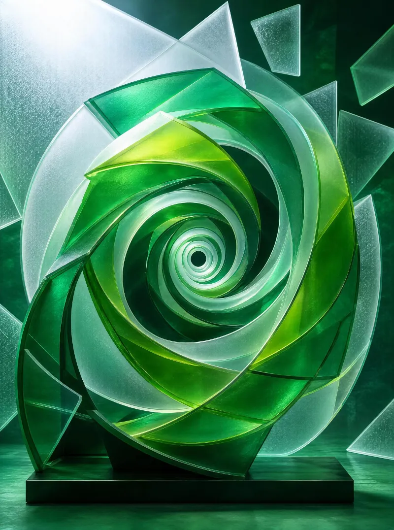 Green Spiral Glass Sculpture