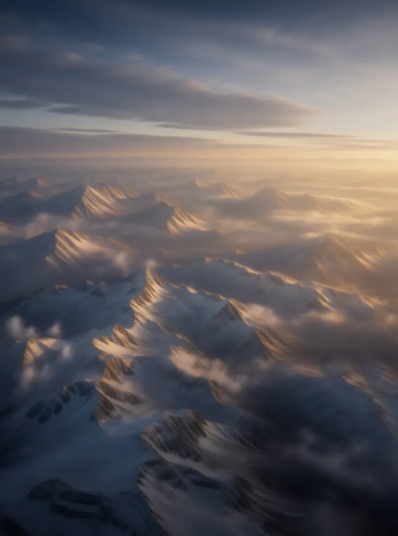 Snowy Mountains at Sunrise