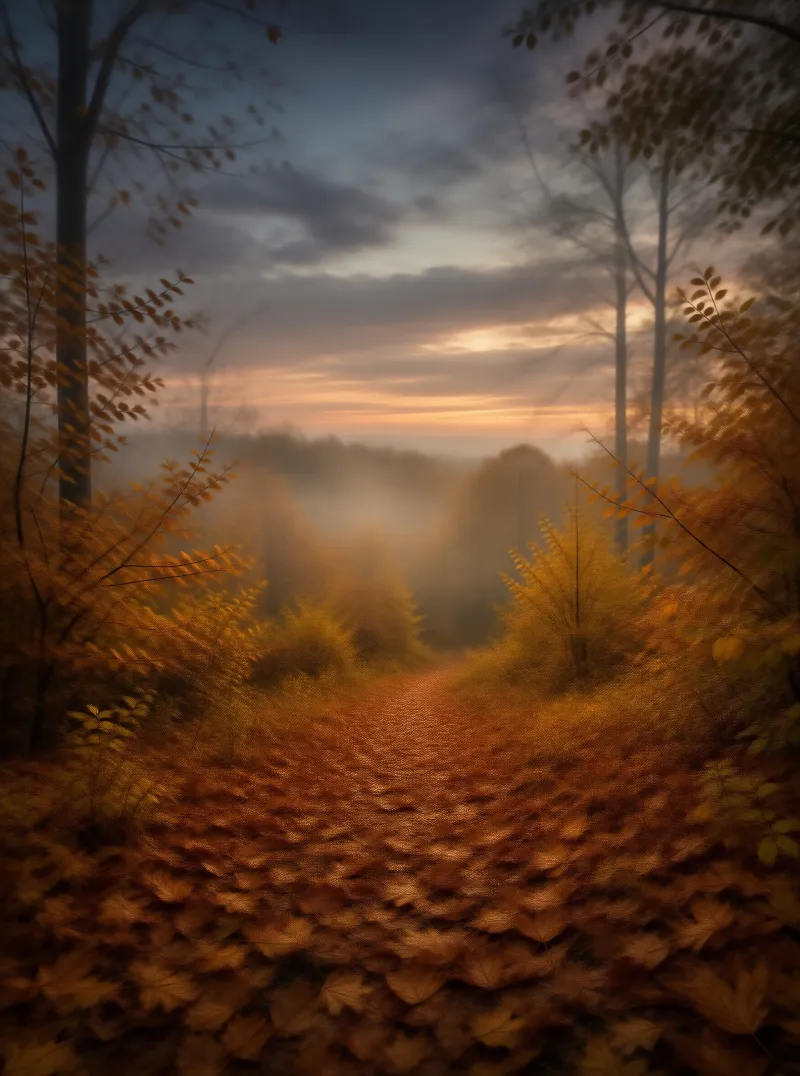 Misty Autumn Forest Path