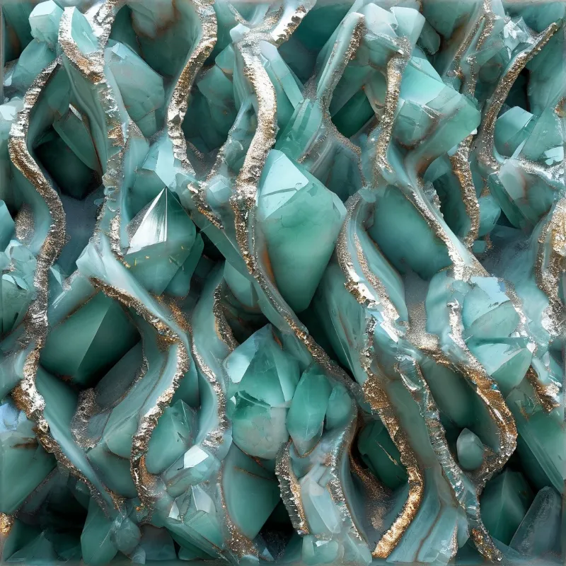 Close-up of angular turquoise mineral shards surrounded by rough brown veins and earthy textures.