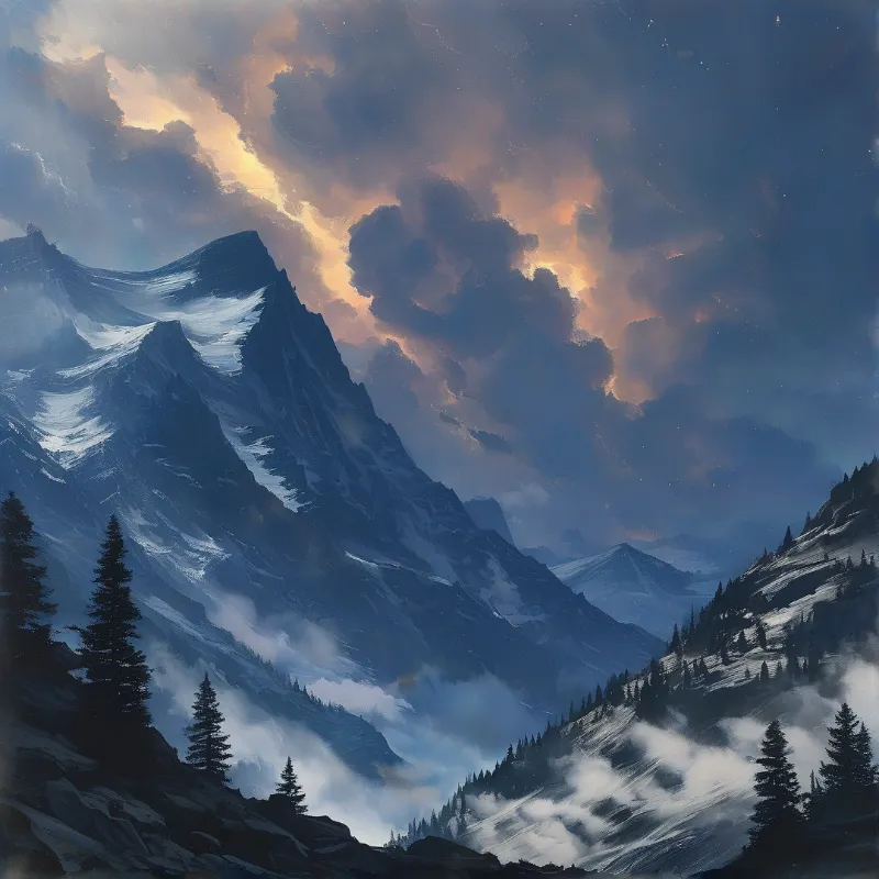 Mountain Landscape at Dusk