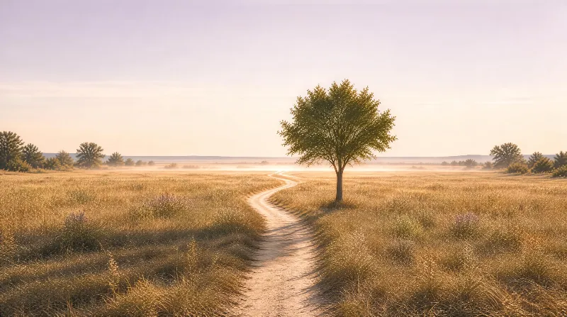 Solitary Tree on Winding Path