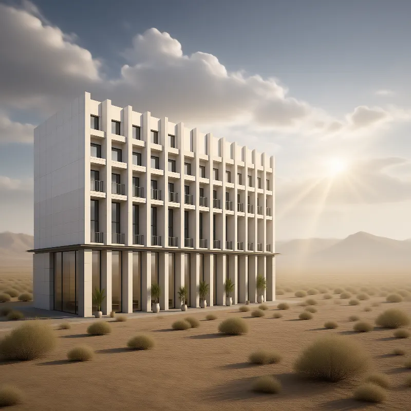 Modern White Building in Desert