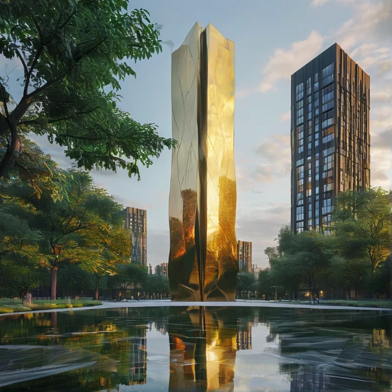 Golden Sculpture Reflection