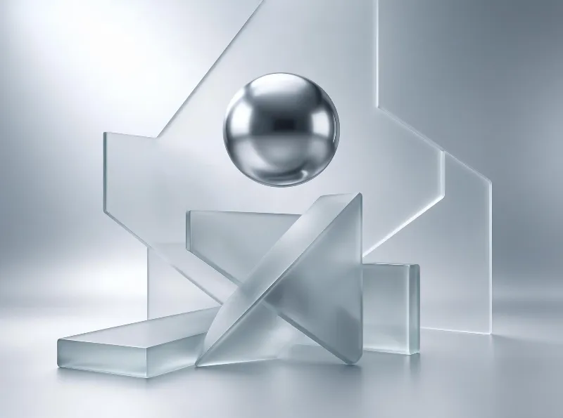 Geometric Metal Sphere and Glass Shapes