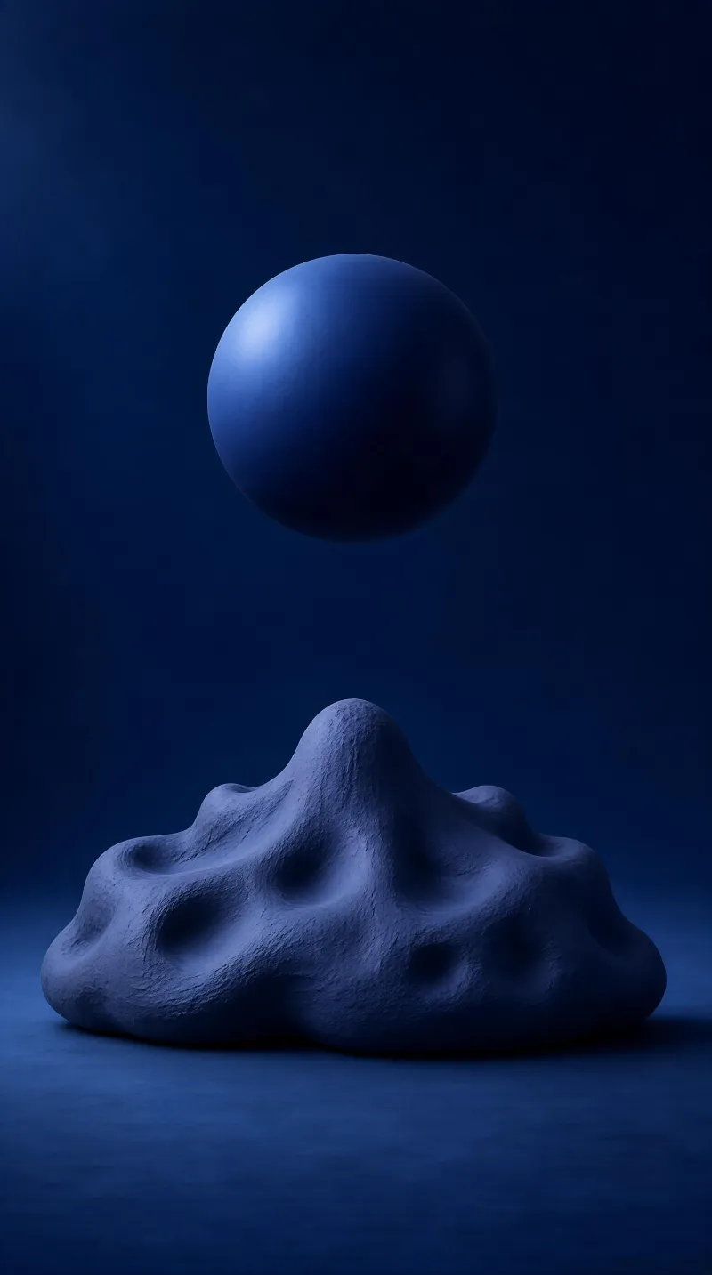 Blue Sphere Above Sculpture