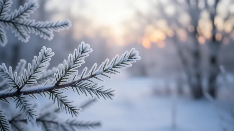 Frosted Fir Branch Landscape