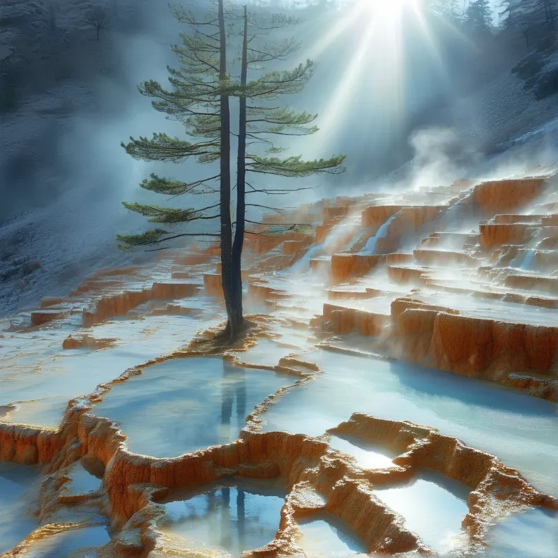 Sunlit Geothermal Terraces