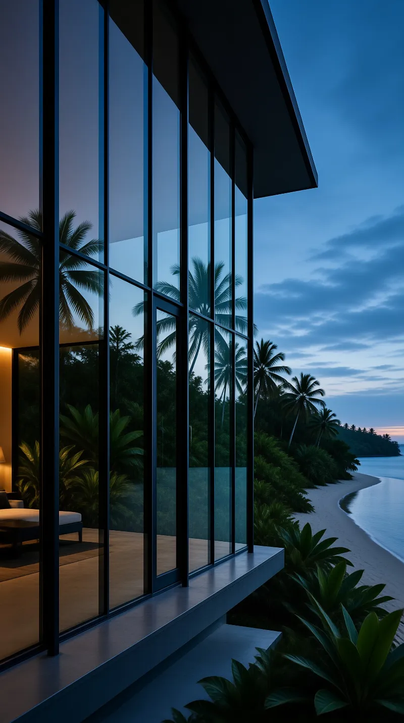 Modern Beach House at Dusk
