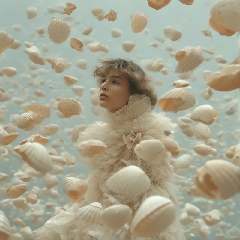 Woman with Floating Shells