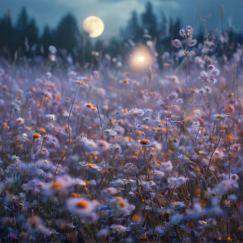 Moonlit Wildflower Field