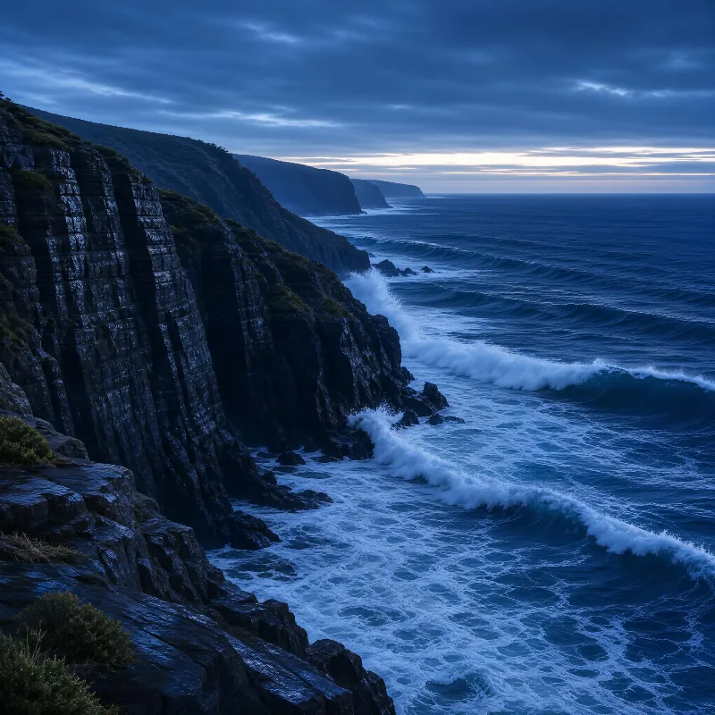 Coastal Cliffs at Dusk