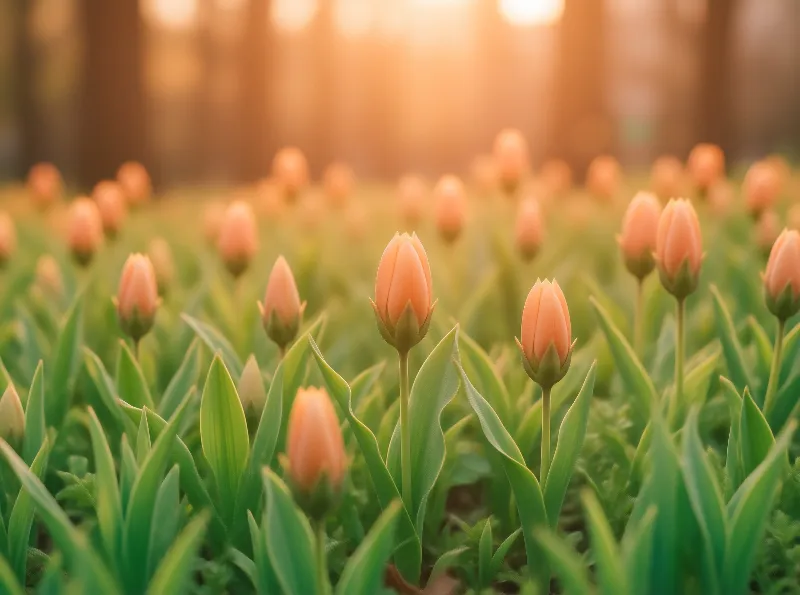 Peach Tulip Field
