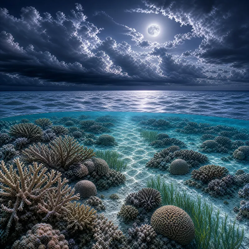 Moonlit Coral Reef Split View
