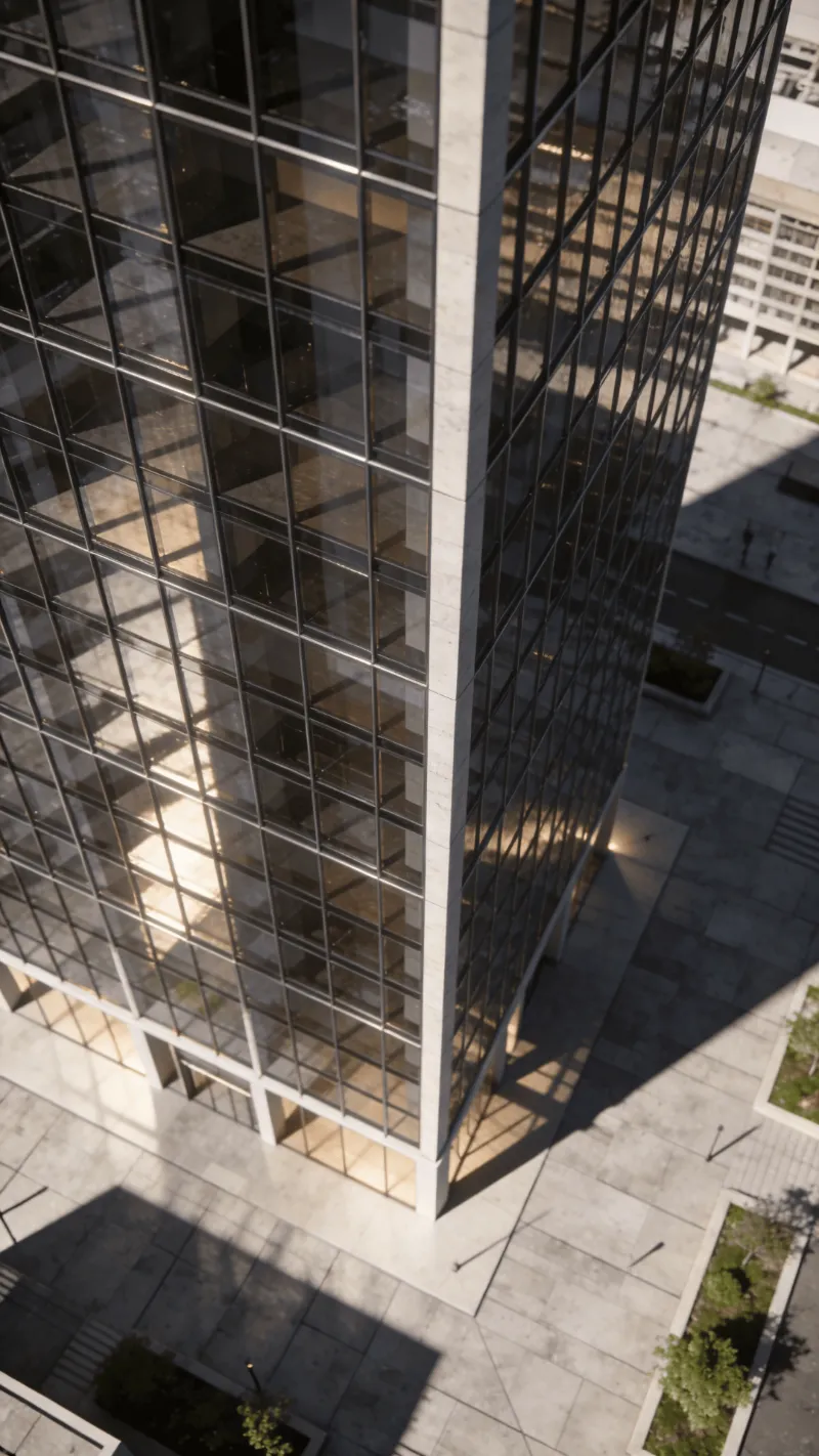 Tower with Glass Curtain Wall — Urban Plaza