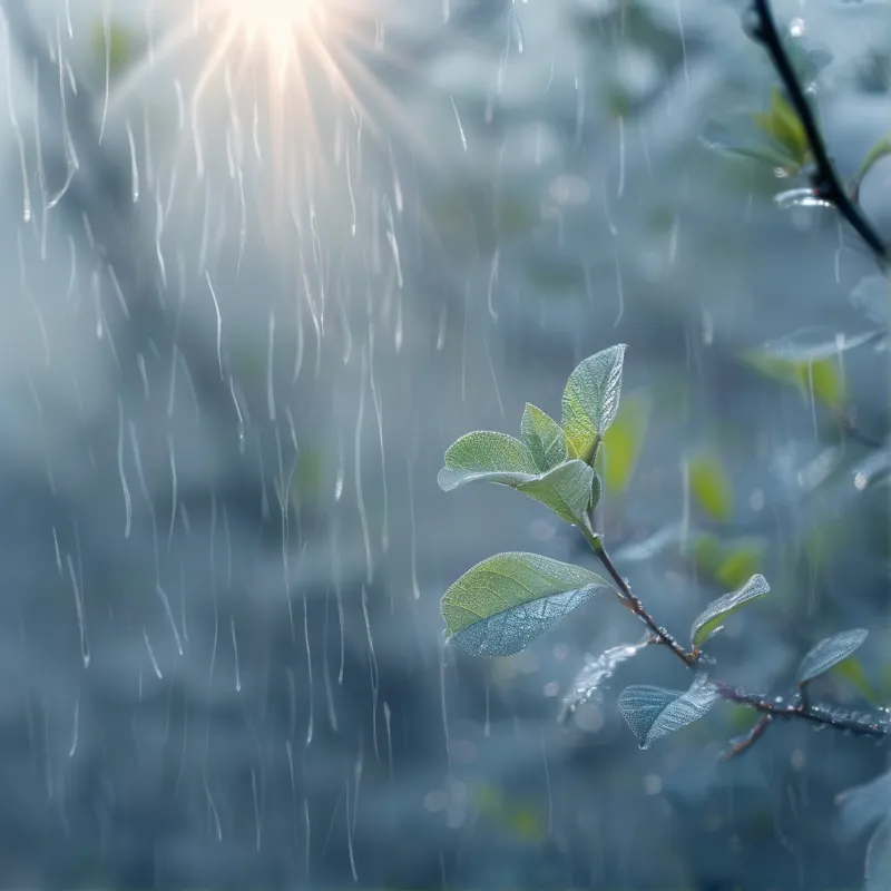 Rainy Day Sunlight on Leaves