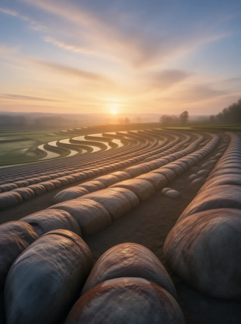 Winding Fields at Sunset