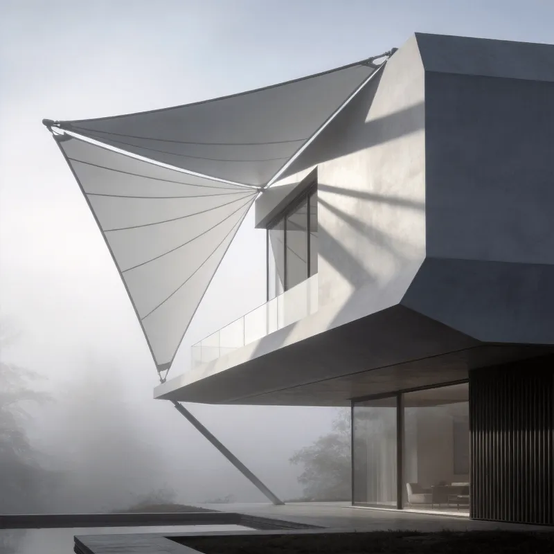 Villa in Foggy Morning