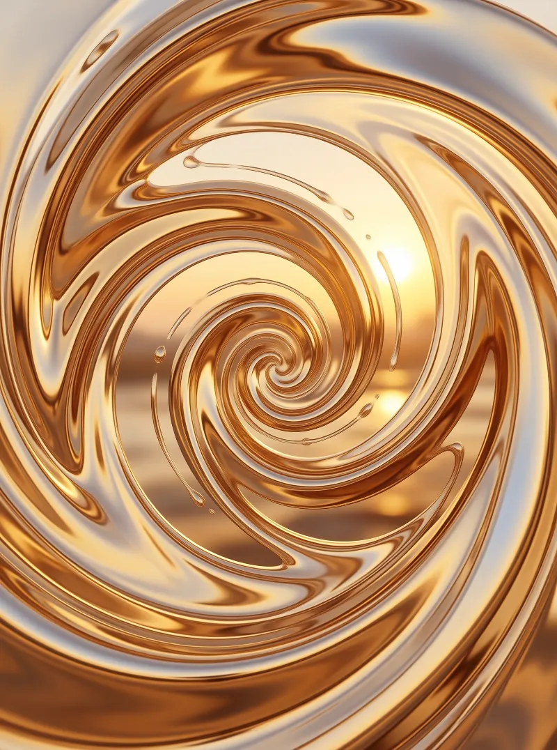 Abstract Golden Liquid Swirl