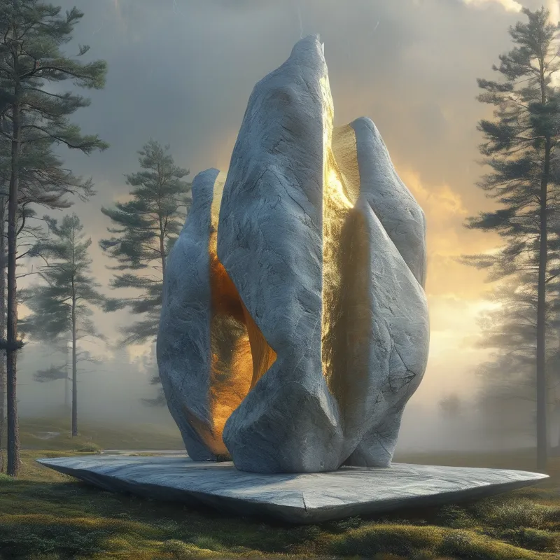 Split Gilded Stone Sculpture