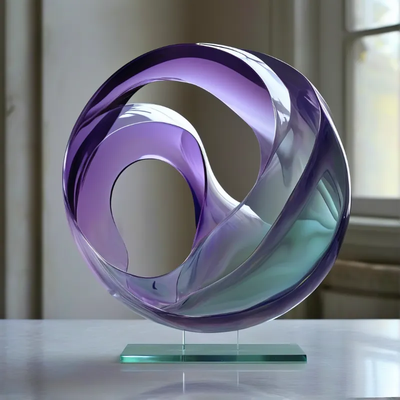 Abstract Purple Glass Sculpture