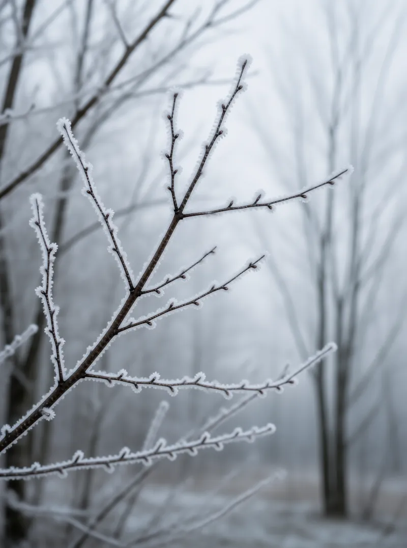 Frost-Covered Tree Branches