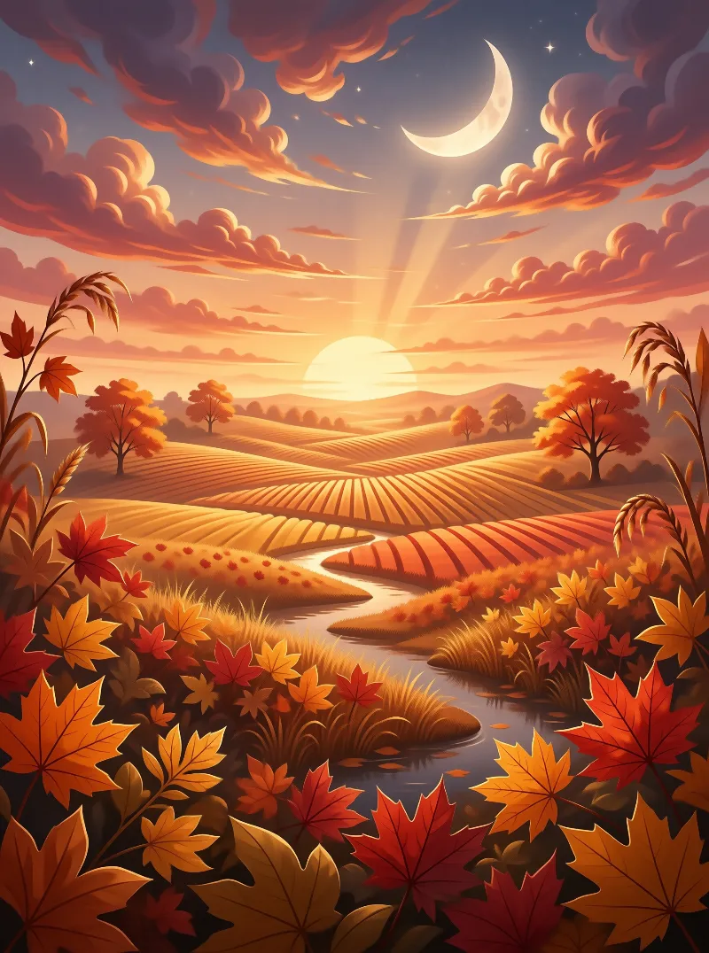 Autumn Sunset Landscape