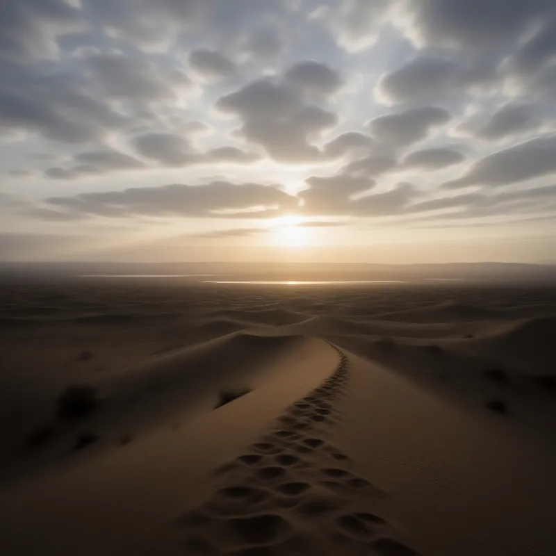 Desert Footprints at Sunrise