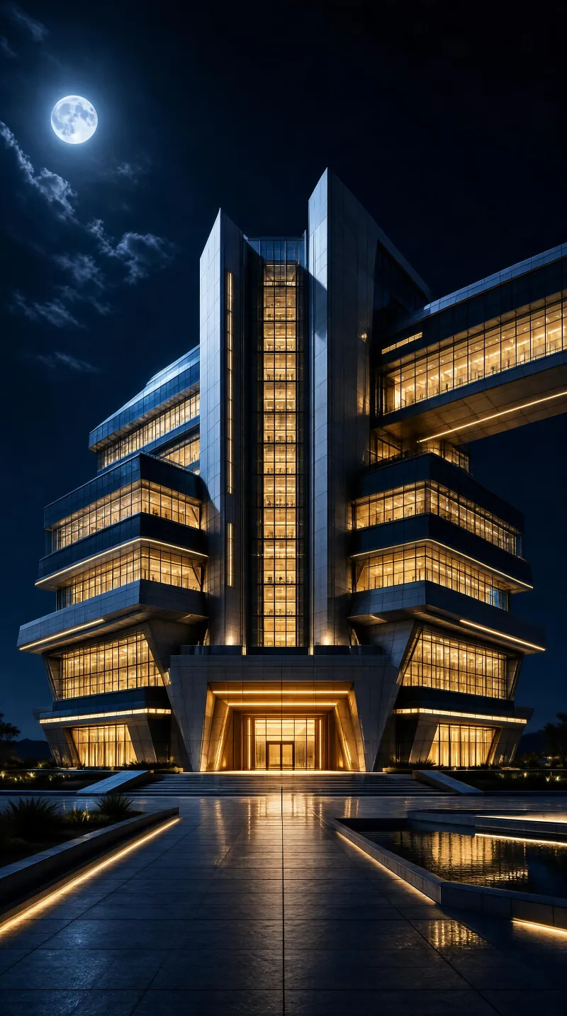 Modern Building at Night