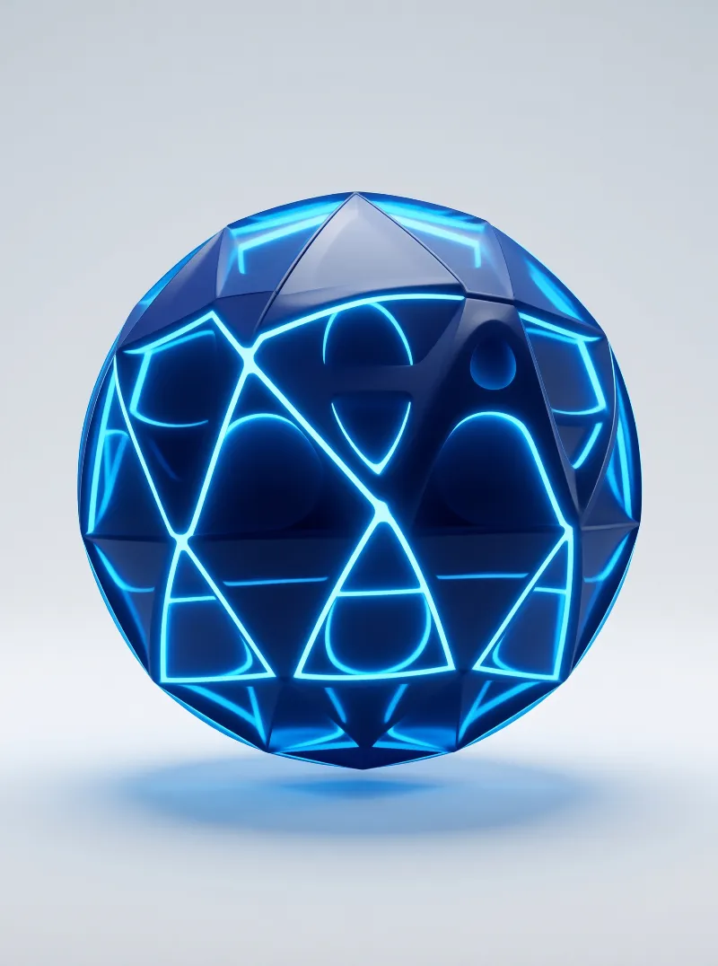 Blue Geometric Glowing Sphere