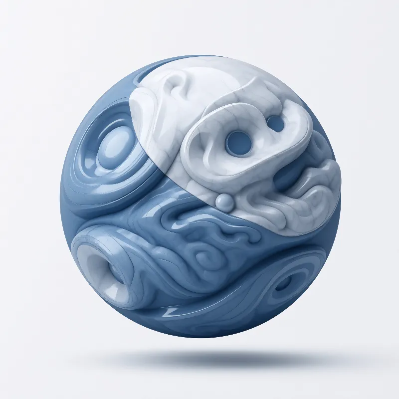 Abstract Blue and White Sphere