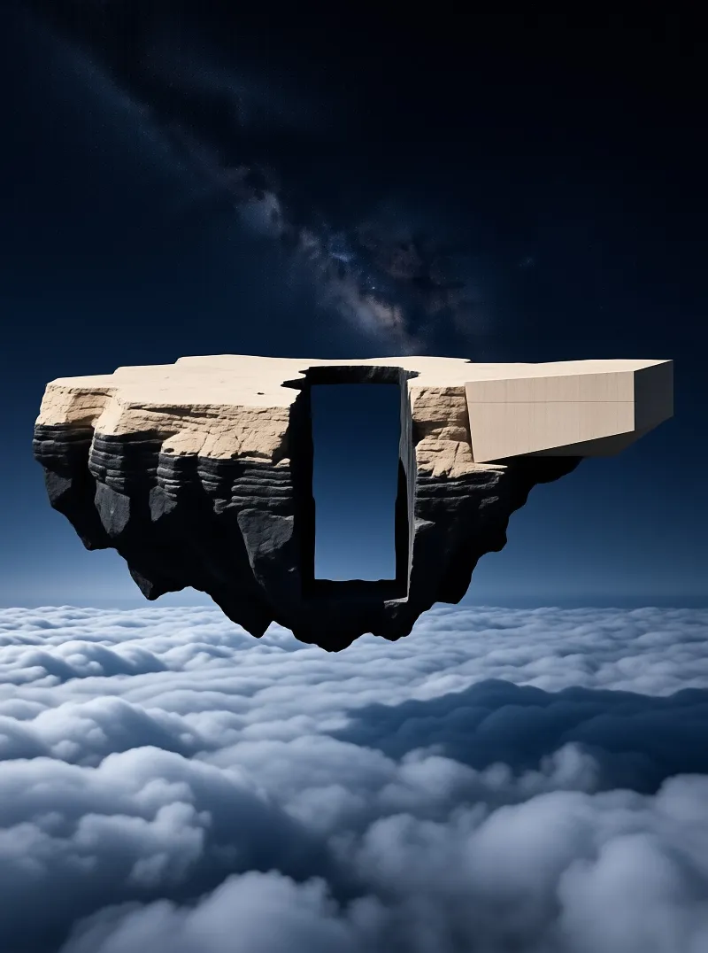 Surreal Floating Rock Sky