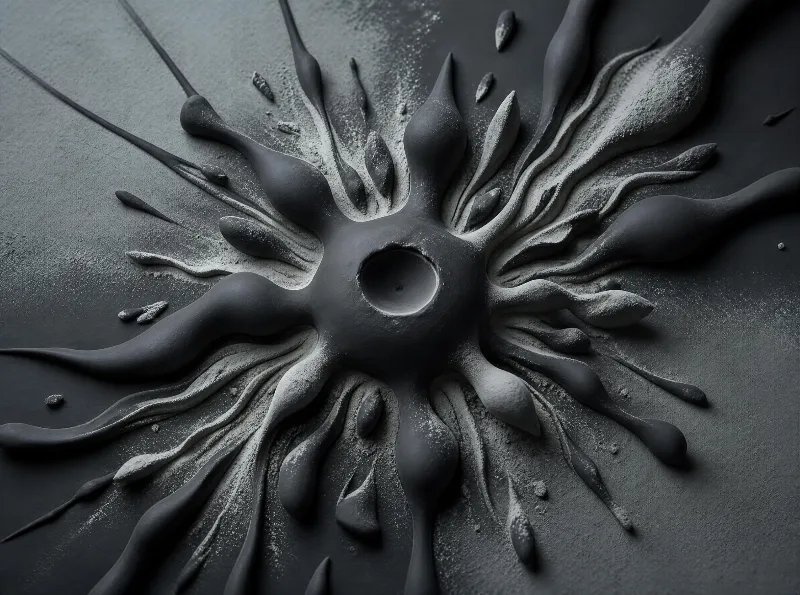 Abstract Black Sculpture with Radiating Forms