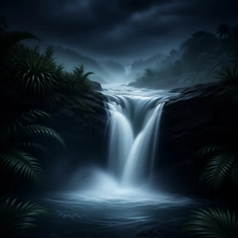 Midnight Jungle Waterfall
